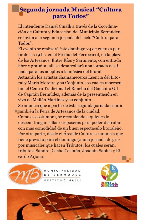 Segunda jornada Musical “Cultura para Todos”